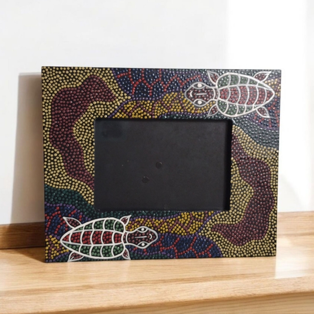 Decorative Aboriginal Dot Turtle Patterned Photo Frame 8" x 7"